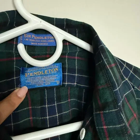 VTG Pendleton Mens Tartan Shirt Large Pure Virgin Wool Button Front Cabincore - Picture 4 of 8